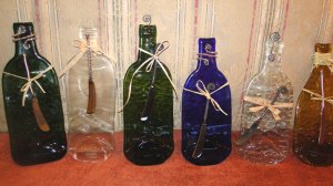 completed upcycled bottles